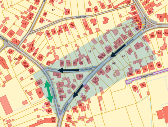 kaartweergave enkelrichting Lakstraat